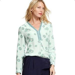 Boden Embellished Neckline Floral Blouse